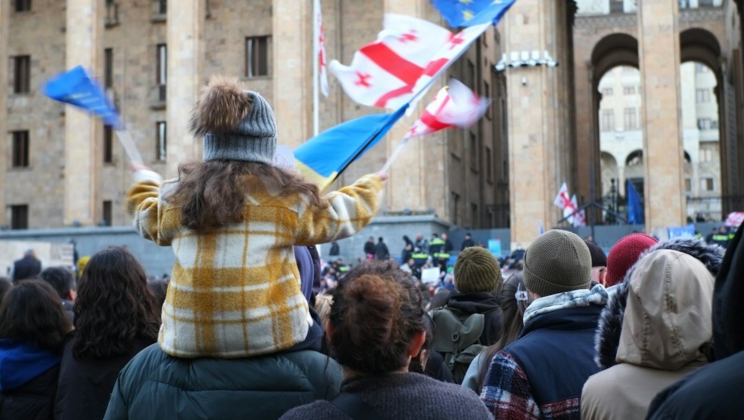eu flag and crowd