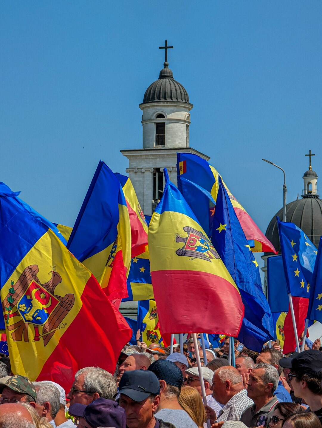 eu flag and crowd